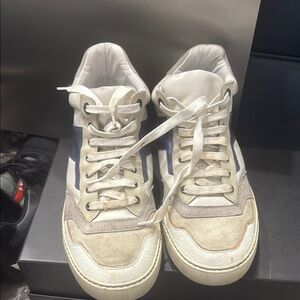 Stylish White and Blue High-Top Sneakers